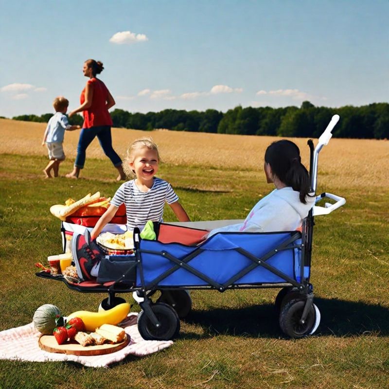 Portable 4 Wheels Beach Trolley Cart for Outdoor Camping Collapsible and Assembled